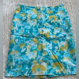 4 for $10 Talbots Petite Blue & Yellow Design Pencil Skirt